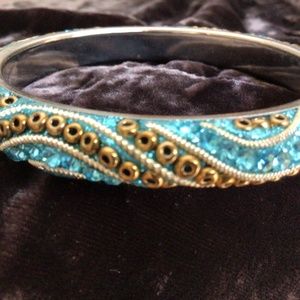 Turquoise rhinestones and gold bracelet